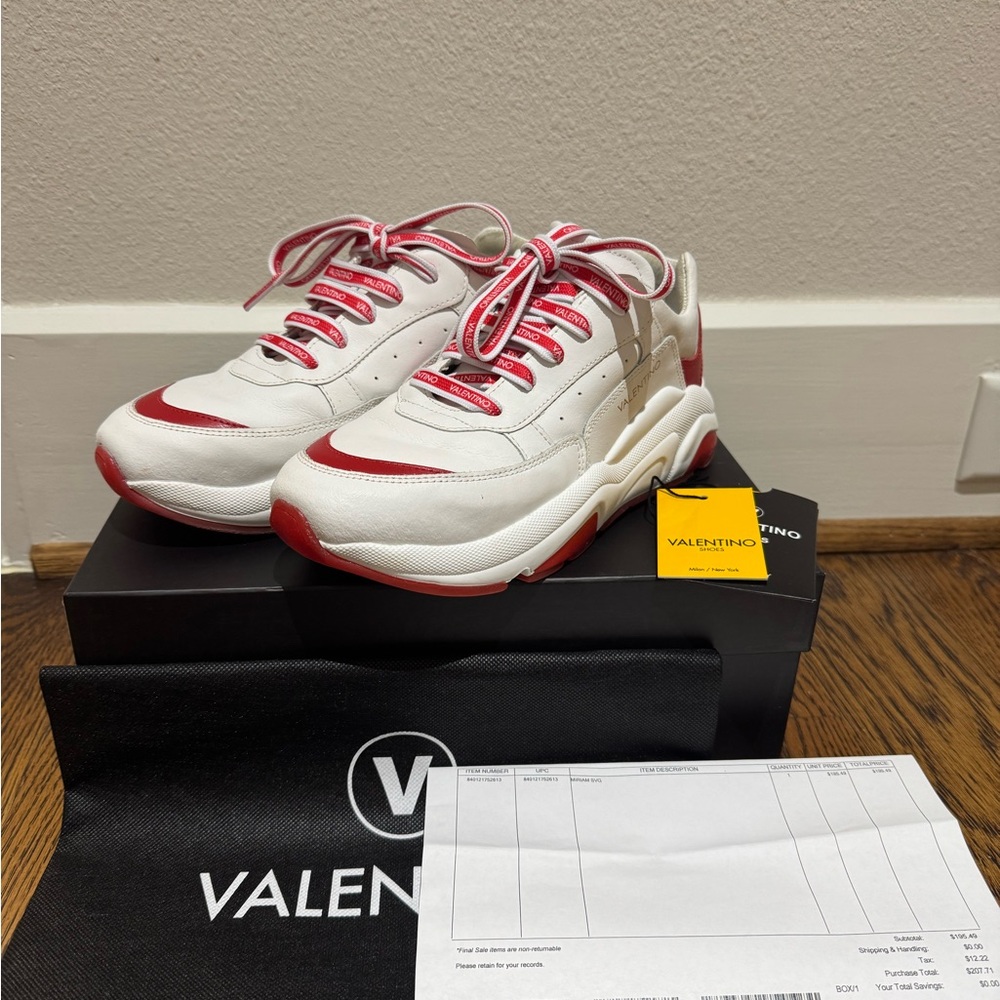 Valentino White and Red Women's Sneakers